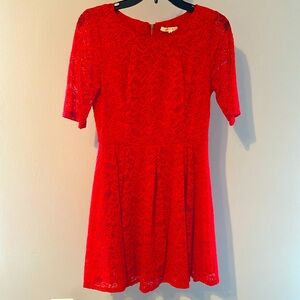 Beautiful red lace wedding guest dress!